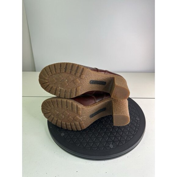 Timberland Glancy Brown Leather Lace Up Ankle Boot A18Z6 Block Heel Womens 8.5 - Picture 8 of 10